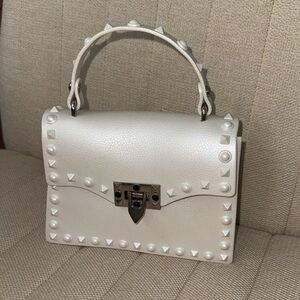 Mini Studded White Handbag